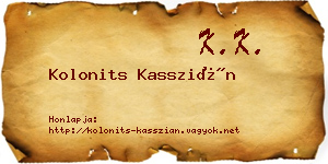Kolonits Kasszián névjegykártya